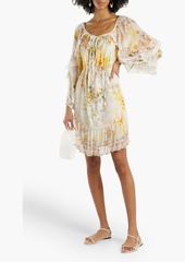 Camilla - Ruffled floral-print silk-georgette mini dress - Yellow - L