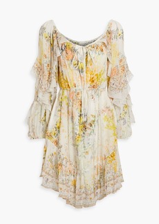Camilla - Ruffled floral-print silk-georgette mini dress - Yellow - L