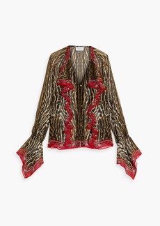Camilla - Ruffled printed silk-chiffon blouse - Animal print - XS