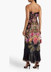 Camilla - Ruffled printed silk crepe de chine maxi wrap dress - Black - XXS