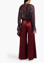 Camilla - Ruffled printed silk-georgette blouse - Purple - XS