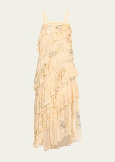 Camilla Asymmetric Spliced Lace Silk Maxi Dress