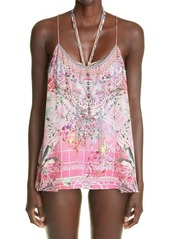 Camilla Crystal Embellished Silk Cover-Up Top