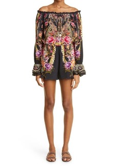 Camilla Dance with Duende Floral Print Strapless Silk Romper at Nordstrom