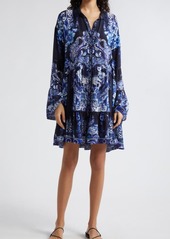 Camilla Delft Dynasty Long Sleeve Silk Shift Dress at Nordstrom