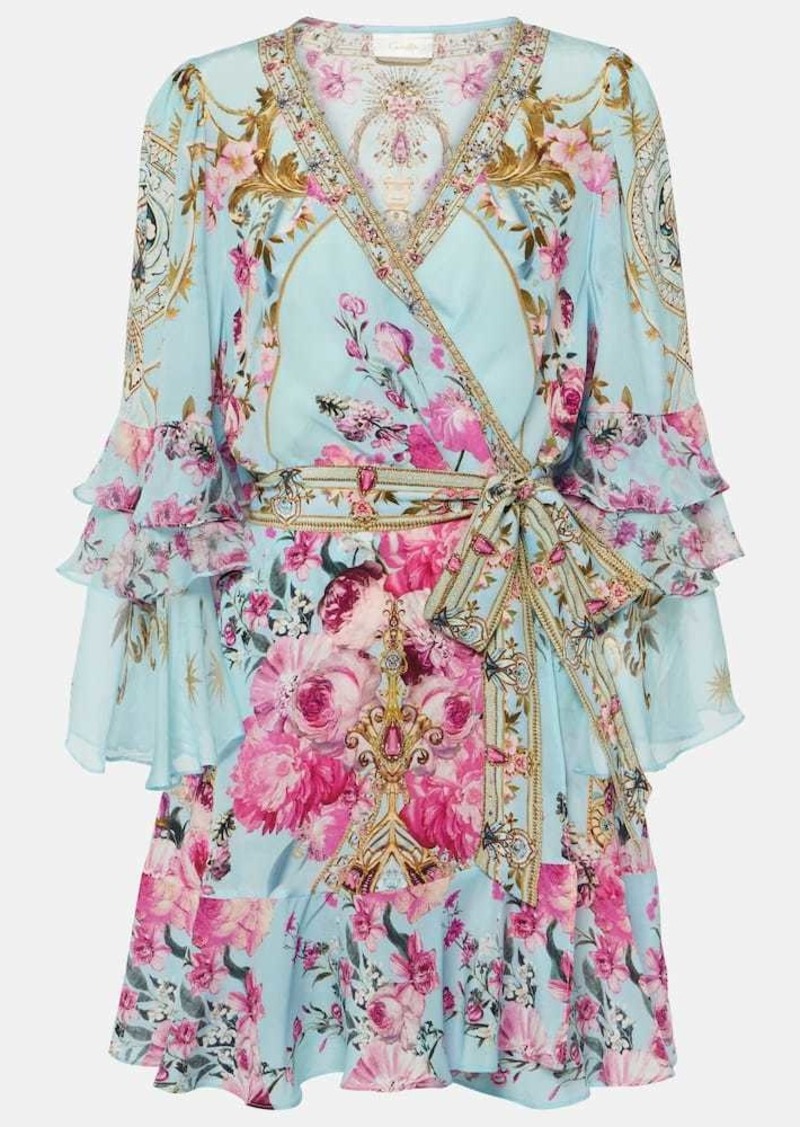 Camilla Embellished floral silk crêpe wrap dress