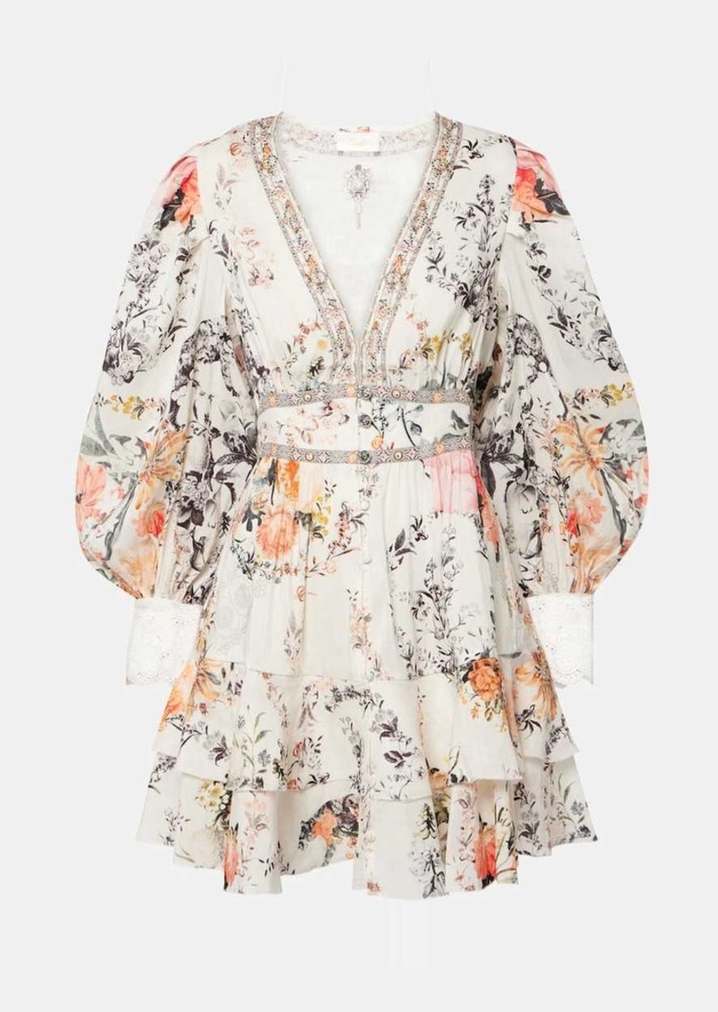 Camilla Floral linen and silk minidress