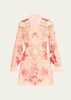 Camilla Floral Silk Mini Shift Shirtdress