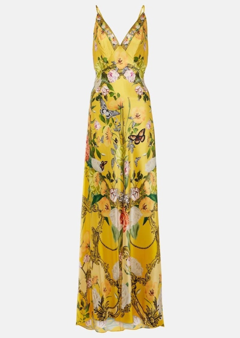 Camilla Floral silk satin slip dress