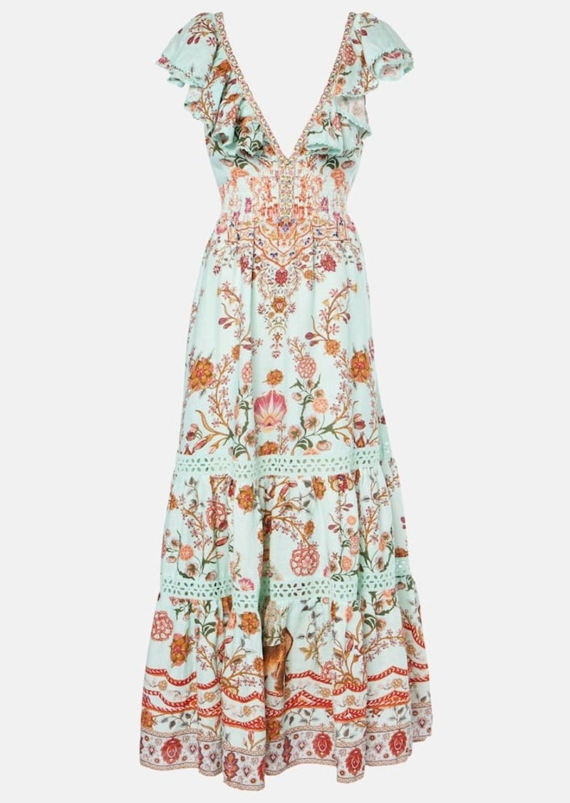 Camilla Floral tiered linen maxi dress