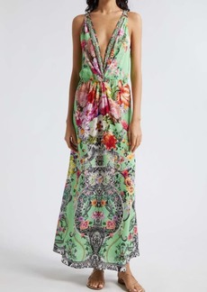 Camilla Floral Twist Front Silk Dress