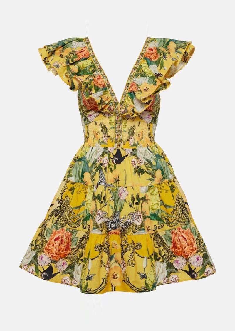 Camilla Paths Of Gold floral cotton minidress