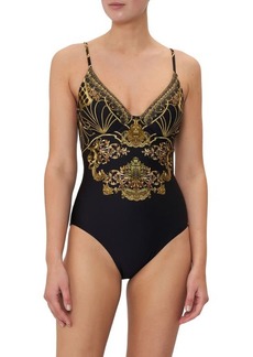 Camilla Shadows of Armada Embellished Soft Cup Underwire One-Piece Swimsuit at Nordstrom