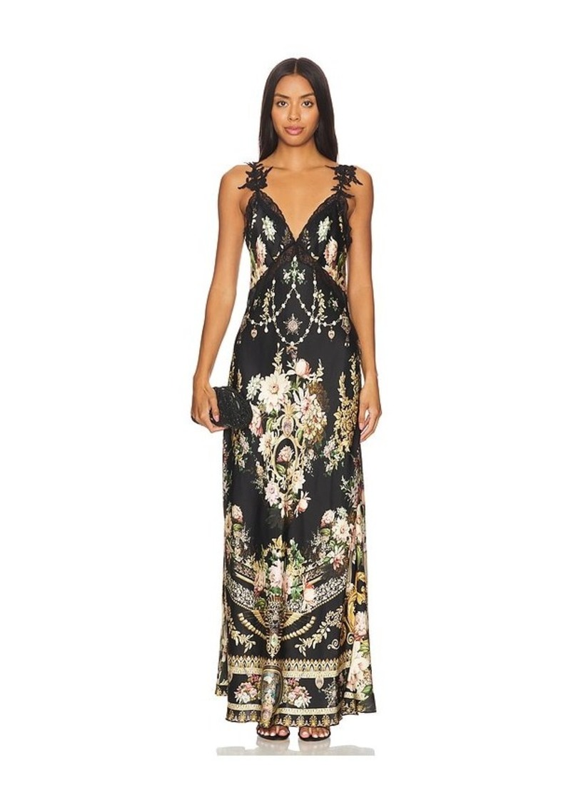 Camilla V Neck Full Length Bias Slip Dress