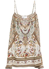 Camilla Woman Crystal-embellished Printed Silk Crepe De Chine Camisole Pastel Yellow