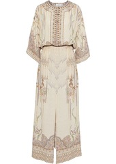 Camilla Woman Crystal-embellished Printed Silk Crepe De Chine Maxi Dress Beige