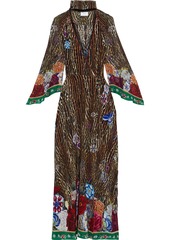 Camilla Woman Tie-neck Chiffon-paneled Printed Silk Crepe De Chine Maxi Wrap Dress Animal Print