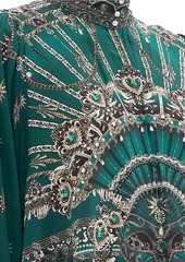 Camilla Chain-Print Silk Long-Sleeve Blouse