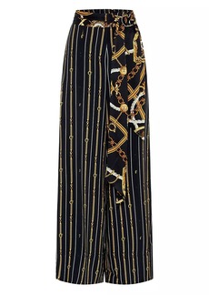 Camilla Chain-Print Silk Wide-Leg Pants