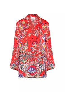 Camilla Double-Breasted Floral Silk Jacket