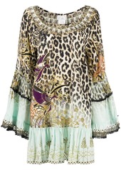 Camilla embellished leopard print frill dress