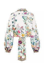 Camilla Floral Cotton Tie-Front Crop Shirt