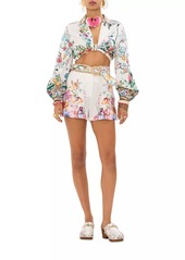 Camilla Floral Cotton Tie-Front Crop Shirt