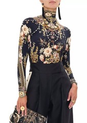 Camilla Floral Jersey Knit Turtleneck Top