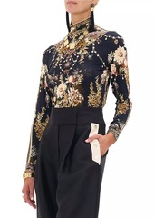 Camilla Floral Jersey Knit Turtleneck Top