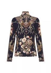 Camilla Floral Jersey Knit Turtleneck Top