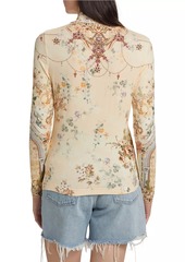 Camilla Floral Jersey Turtleneck Top