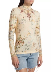 Camilla Floral Jersey Turtleneck Top