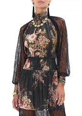 Camilla Floral Lace Silk Blouse