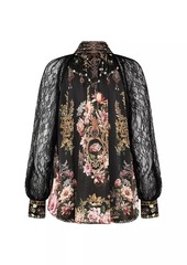 Camilla Floral Lace Silk Blouse