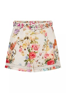 Camilla Floral Linen Belted Shorts