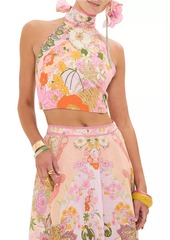 Camilla Floral Linen Halter Top