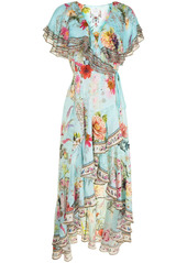 Camilla floral-print ruffled silk dress