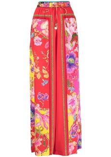 Camilla floral-print silk straight trousers
