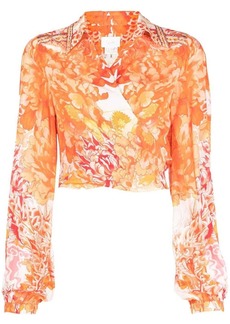 Camilla floral-print silk wrap shirt
