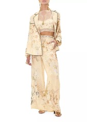 Camilla Floral Silk-Blend Wide Leg Pants