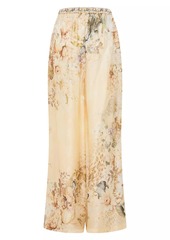 Camilla Floral Silk-Blend Wide Leg Pants