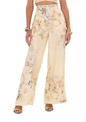 Camilla Floral Silk-Blend Wide Leg Pants