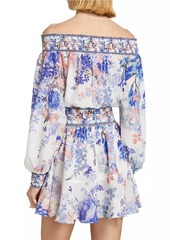 Camilla True Bloom Silk Off-the-Shoulder Minidress