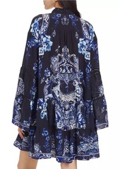 Camilla Floral Silk Tiered Cover-Up Minidress