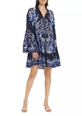 Camilla Floral Silk Tiered Cover-Up Minidress