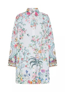 Camilla High-Low Floral Linen Cover-Up