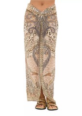 Camilla Leopard-Print Twist-Front Maxi Skirt