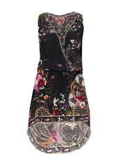 Camilla Mirror Faux-Wrap High-Low Silk Dress