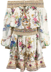 Camilla off-shoulder floral-baroque print silk dress