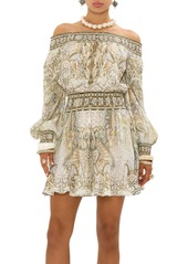 Camilla Off Shoulder Short Dress In Ivory Tower
